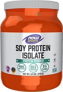 NOW Nutrição Esportiva, Isolado de Proteína de Soja 20 G, 0 Carboidratos, Pó sem sabor, 1,2 libras