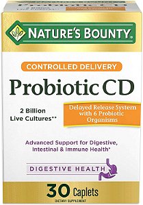 Suplemento dietético probiótico de liberação controlada da Nature's Bounty, Suporte avançado para a saúde digestiva, intestinal e imunológica, 30 cápsulas.