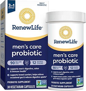 Renew Life Cápsulas Probióticas para Homens, Suporta a Saúde Digestiva, Intestinal, Imunológica e Respiratória Masculina, L. Rhamnosus GG, Livre de Laticínios, Soja e Glú