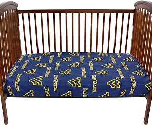 Capas de berço do West Virginia Mountaineers, 28 x 52 x 6, Par de Lençóis Ajustados, Cor do Time