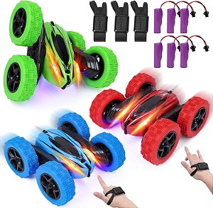 Carro de controle remoto Lumiparty com sensor de gestos no relógio, 4WD, dupla face, 360 graus, recarregável, alta velocidade, 2,4GHz, fora da estrada, brinquedo de controle remoto para