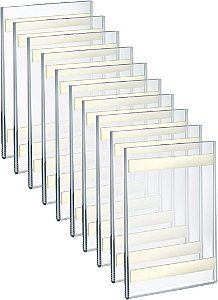 Azar Displays 122027 Suporte de sinal de parede acrílico transparente autoadesivo 5 L x 7 A Retrato/Vertical, Pacote com 10
