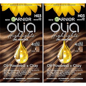 Cor do cabelo Garnier Olia Amônia-Free, Tintura Permanente para Cabelos, H03 Destaques para Morenas, 2 unidades (Embalagem pode Variar)