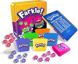 Jogo de Dados Farkle Deluxe Inclui 36 Dados Coloridos, 6 Copos de Rolagem, Bandeja de Rolagem e Folhas de Pontuação O Clássico Jogo de Dados de Empurrar a Sorte.
