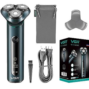 Aparador Elétrico VGR V-310 Waterproof Recarregável - Preto/Verde