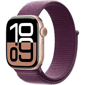 Apple Watch S10 caixa de alumínio rose com pulseira loop em cor plum  46 mm MWWV3LW/A
