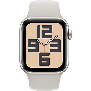 Apple Watch SE 2ª geração (2024) caixa de alumínio em Starlight pulseira esportiva na cor Starlight 44 mm S/M MXEU3LL/A