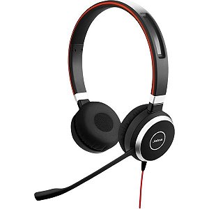 Fone de Ouvido Auricular Jabra Evolve 40 Duo MS Mono USB 3.5mm - Preto/Vermelho