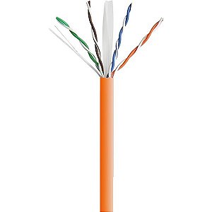 Cabo de Rede UTP Hikvision Cat6 100% Cobre Capa Simples - Laranja 305 metros (DS-1LN6UTC0)