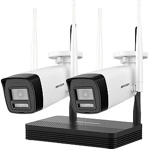 Kit de Vigilância CCTV NVR Hikvision NKS422W0H 4 CH + 2 Câmeras Wifi - Branco/Preto