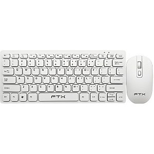 Kit Teclado + Mouse Sem Fio FTX GK03 Espanhol - Branco