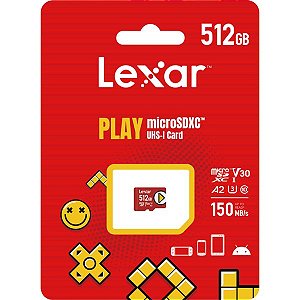 Memória Micro SD Lexar Play 150 MB/s C10 A2 512 GB (LMSPLAY512G-BNNNU)