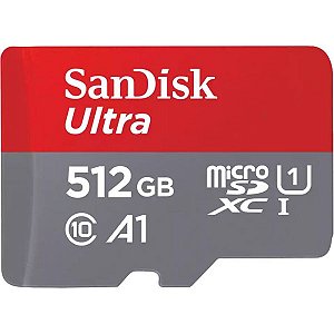 Memória Micro SD SanDisk Ultra 150 MB/s C10 U1 512 GB com Adaptador (SDSQUAC-512G-GN6MA)