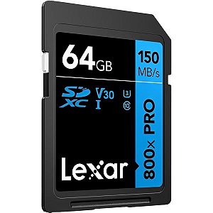 Memória SD Lexar 800X Blue Series High-Performance 150-30 MB/s C10 U3 V30 64 GB (LSD0800P064G-BNNNU)