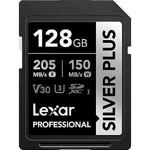 Memória SD Lexar Professional Silver Plus 205-150 MB/s C10 128 GB (LSDSIPL128G-BNNNU)