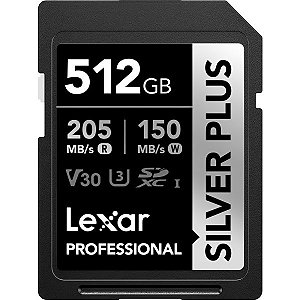 Memória SD Lexar Professional Silver Plus 205-150 MB/s C10 512 GB (LSDSIPL512G-BNNNU)
