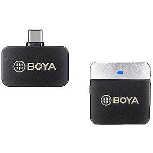 Microfone Boya BY-M1V3 Sem Fio USB-C- Preto/Cinza (1TX+1RX)