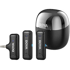 Microfone de Lapela Boya BY-WM3T-M2 Sem Fio Jack 3.5mm - Preto (2TX+1RX)
