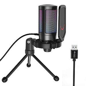 Microfone Fifine A6V RGB - Preto