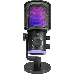 Microfone Gamer Fifine AM6 RGB USB-C - Preto