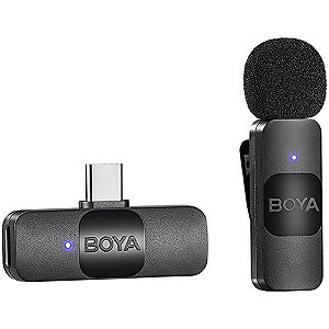 Microfone Sem fio Boya BY-V10 (1TX+1RX) USB-C - Preto