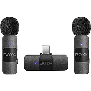 Microfone Sem fio Boya BY-V20 (2TX+1RX) USB-C - Preto