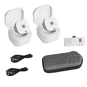 Microfone Sem Fio E-Image EM2 (2TX + RX) USB-C - Branco