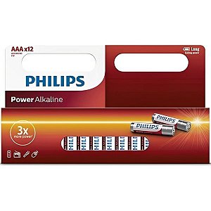 Pilha Philips Power Alcalina AAA LR03P12B/97 - 12 unidades