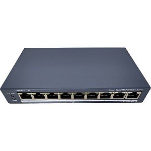 Switch POE Hikvision DS-3E1309P-EI/M POE Inteligente Fast Ethernet de 8 portas
