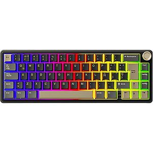 Teclado Mecânico Royal Kludge RK61 60% RGB Tátil Wireless Switch Brown - Branco