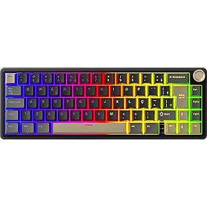 Teclado Mecânico Royal Kludge RK61 Plus 60% RGB Linear Wireless Switch Skycyan - Índigo