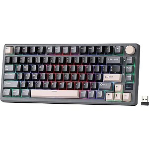 Teclado Mecânico Royal Kludge RKR75 75% RGB USB-C Switch Brown - Blackberry Mousse (Português)