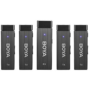 Sistema de Microfone Sem fio Boya BY-W4 (4TX+1RX) 4 Canais de Câmera - Preto