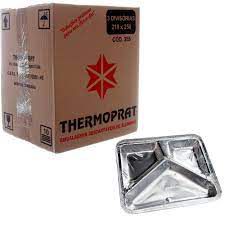 Marmitex aluminio 950ml 3divisoes Thermoprat tampa papelao 100 unids
