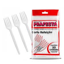 Garfo Refeição Simples Prafesta Branco 50unids