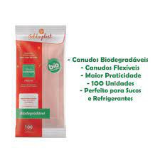 Canudo Biodegradavel Flexivel 22cmx6,3cm 100 unids