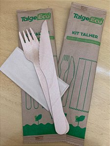 Kit Garfo e Faca Madeira, Guardanapo Embalado Talge 500unids