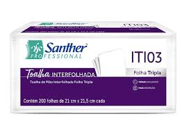 Toalha Interfolha Santher 100%  Fl Tripla 21x21,5 200unids