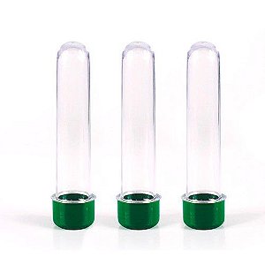 Tubete plastico 13cm tampa verde 10 unids