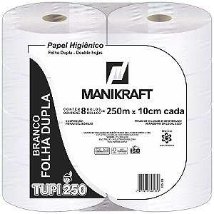 Papel Higiênico Rolão 250mts Manikraft Folha Dupla 8rls