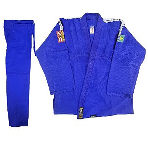 Kimono Adulto de Jiu Jitsu AX Esportes Trançado Azul