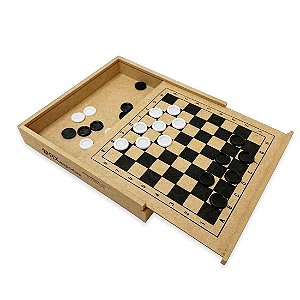 Jogo de Dama/Trilha Escolar AX Esportes 32x32cm Tabuleiro em Madeira