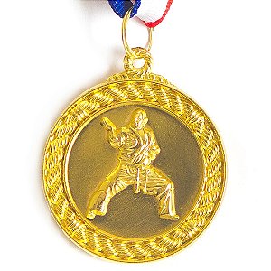 Medalha AX Esportes 50mm A. Marciais Alto Relevo Dourada - Y229D