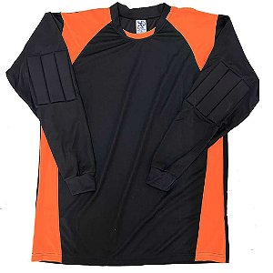 Camisa para Goleiro Infantil Preta/Laranja AX Esportes Tam 08 - Com Amofada