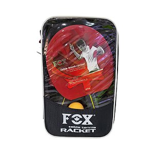 Kit AX Tênis De Mesa FOX 4 Estrelas 2 Raquete 3 Bolas com Bolsa 624 - Exclusividade