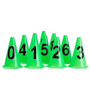 10 Cones NUMERADOS 24cm p/ Treinamento AX Esportes Limão