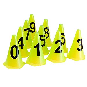 10 Cones NUMERADOS 24cm p/ Treinamento AX Esportes Amarelo