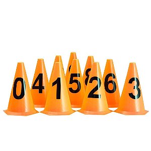 10 Cones NUMERADOS 24cm p/ Treinamento AX Esportes Laranja