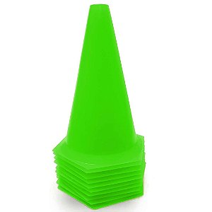 10 Cones 23cm Rígidos p/ Treinamento AX Esportes Verde Limão