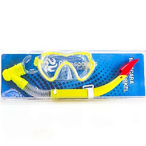 Kit Mergulho Ax Esportes c/ Máscara e Snorkel Amarelo FA521